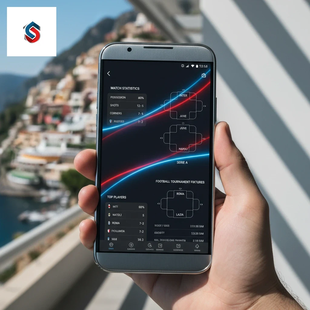 Interfaccia su smartphone con statistiche e quote sportive per il campionato italiano