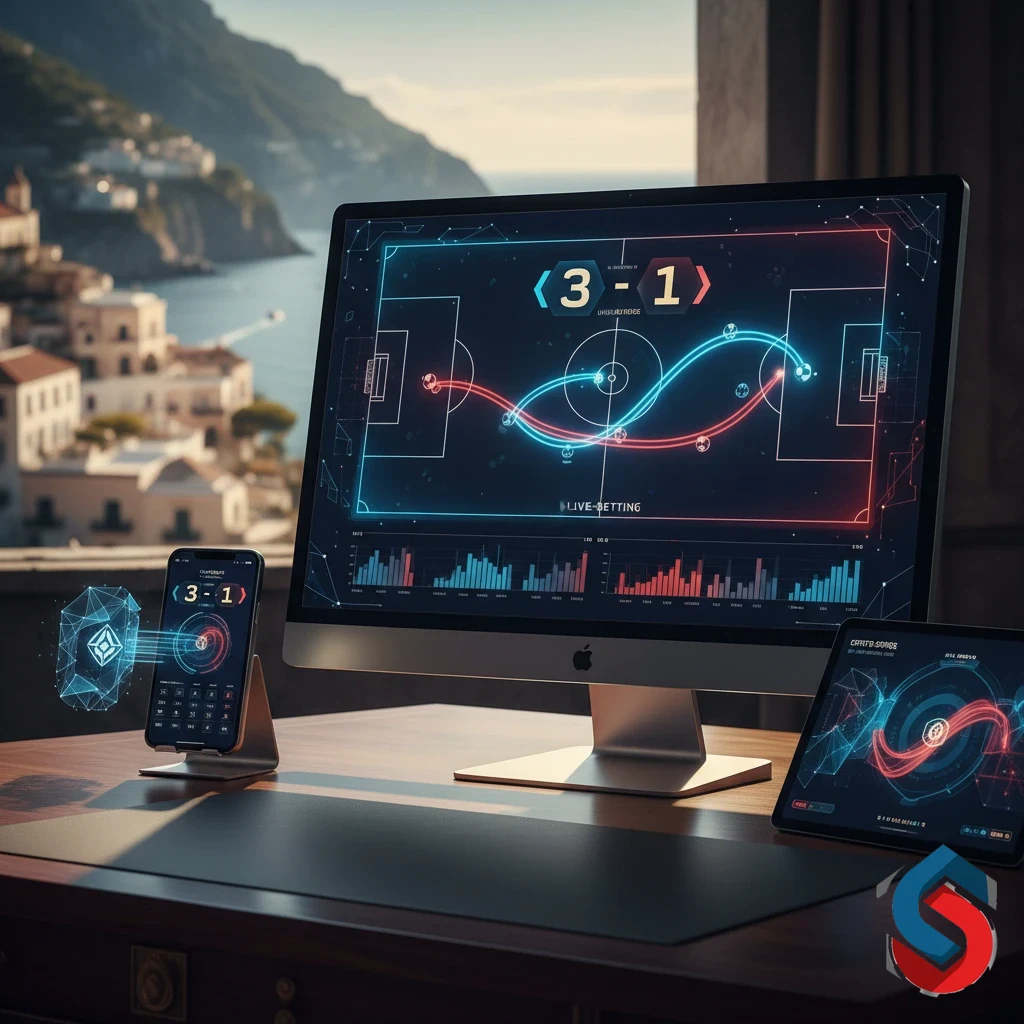 Schermata mobile con riepilogo del saldo in criptovalute e schedina